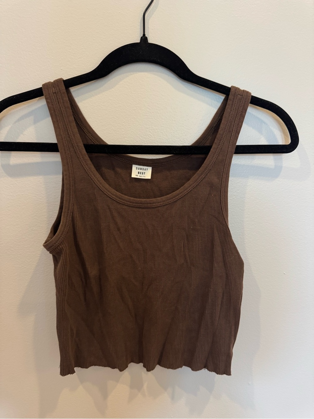 Sunday Best Chocolate Ribbed Cropped Tank